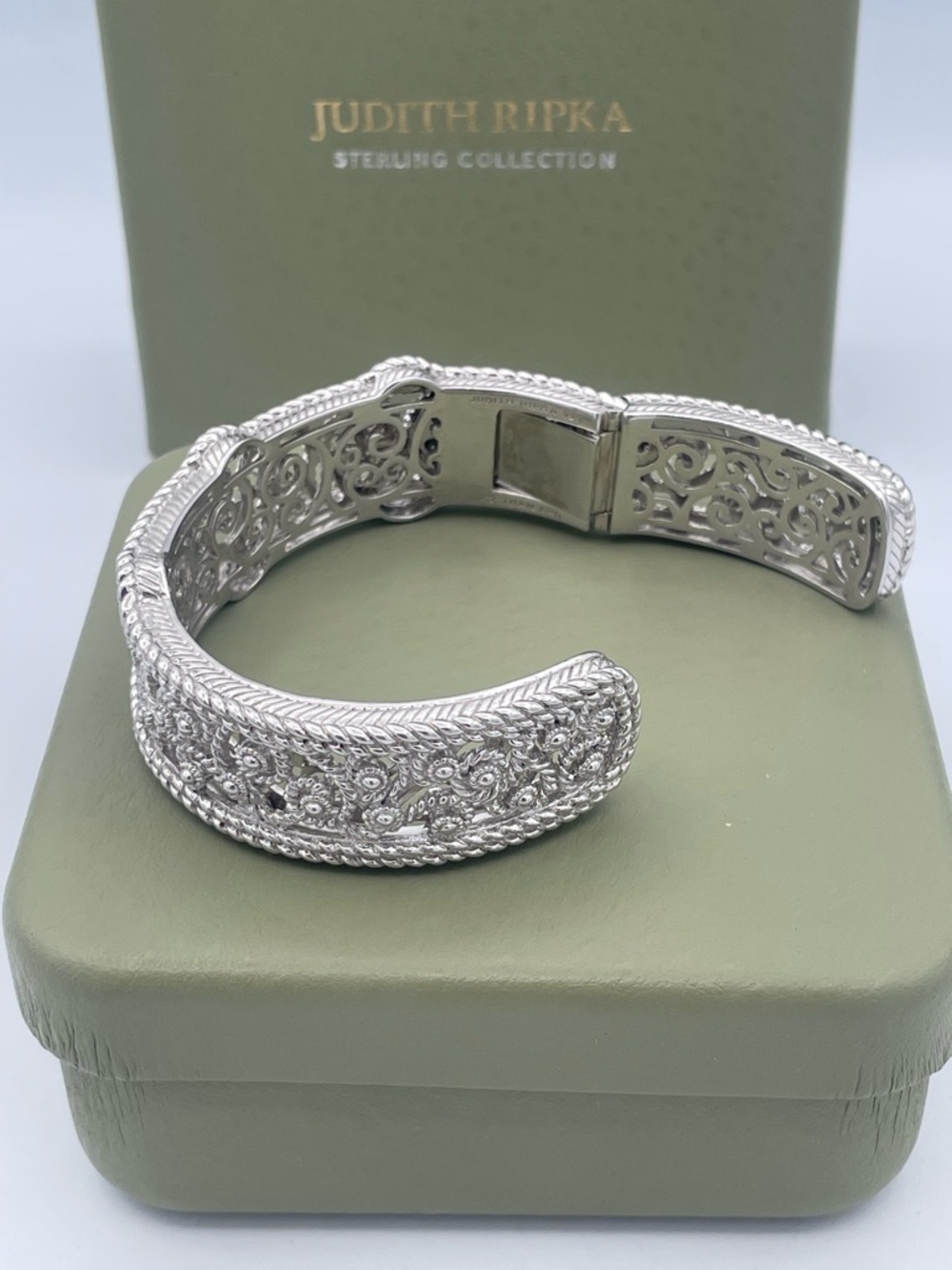 Judith Ripka Sterling Silver 925 Multi Gemstone CZ Cuff Bracelet Heavy 66.6g - Picture 6 of 15